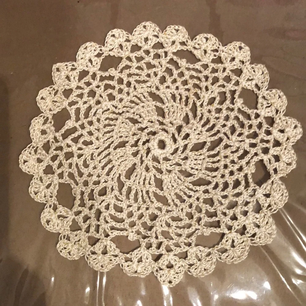 Vintage White & Gold Doily